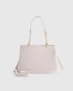 Pink Lilies Floral Chain Handle Tote Bag