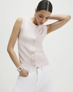 Pink Linen Blend Double Layer Knitted Vest