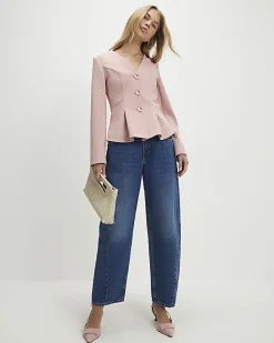 Pink Long Sleeve Pleated Jacket