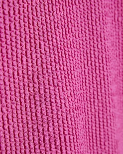 Pink Metal Trim Textured Swimsuit