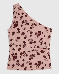 Pink One Shoulder Devore Top