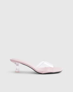 Pink Perspex Block Heel Sandals