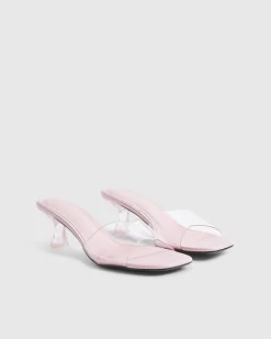 Pink Perspex Block Heel Sandals
