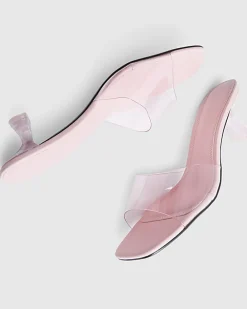 Pink Perspex Block Heel Sandals