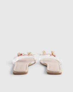 Pink Perspex Flower Flat Sandals