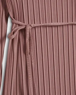 Pink Plisse Belted Midi Dress