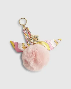 Pink Pom Pom Plaited Scarf Flower Bag Charm