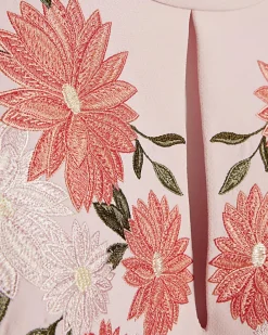 Pink Premium Floral Embroidered Mini Dress