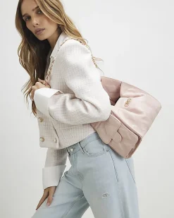 Pink Quilted Chain Handle Slouch Bag