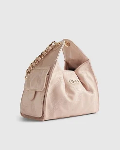 Pink Quilted Chain Handle Slouch Bag
