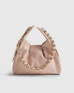 Pink Quilted Chain Handle Slouch Bag