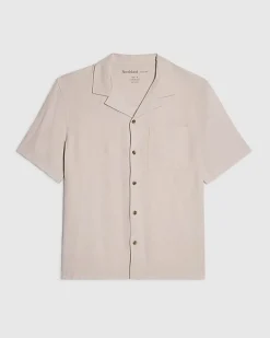 Pink Regular Fit Linen Blend Revere Shirt