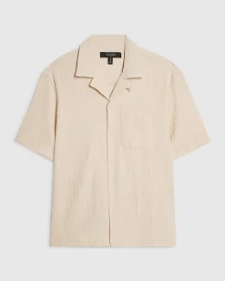 Pink Regular Fit Textured Short Sleeve Shirt