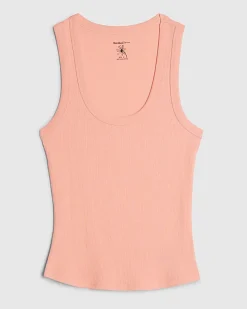 Pink Ribbed Scoop Neck Vest Top