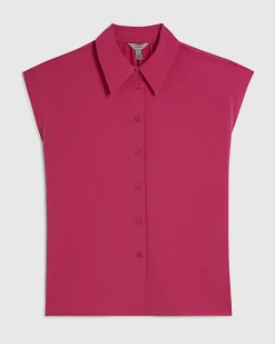 Pink Satin Short Sleeve Shirt