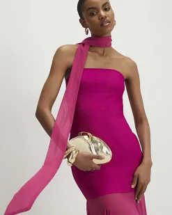 Pink Scarf Bandeau Hybrid Midi Dress