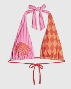 Pink Shell Blocked Bikini Top