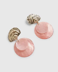 Pink Shell Disc Earrings