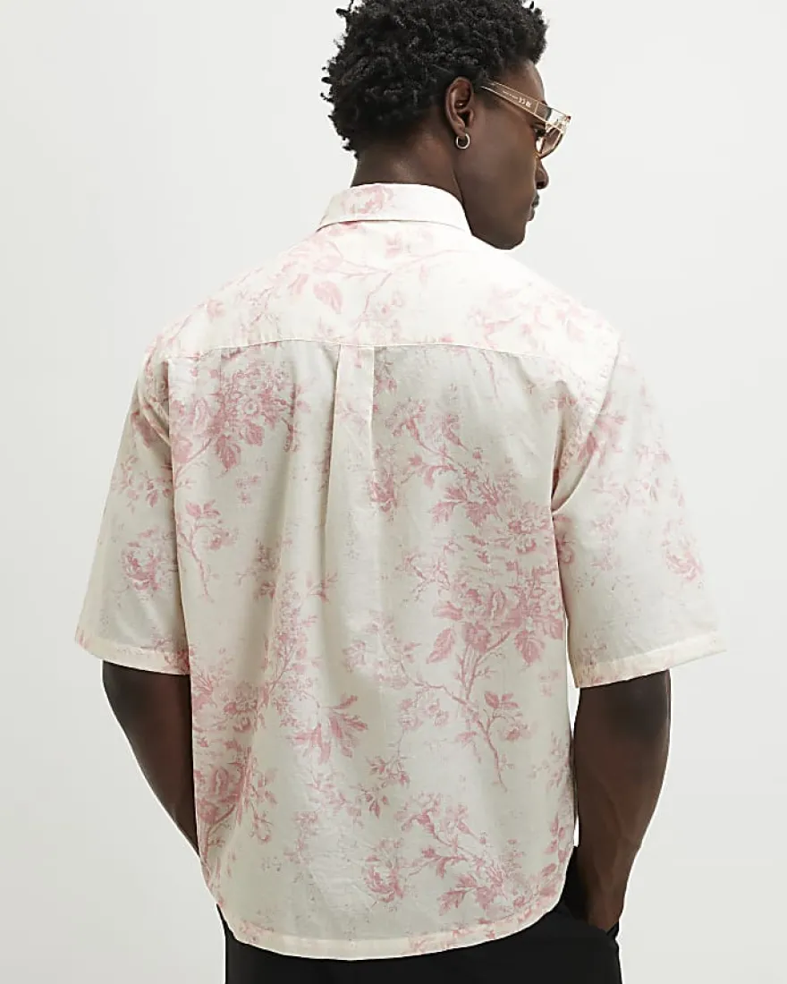 Pink Short Sleeve Floral Printed Shirt