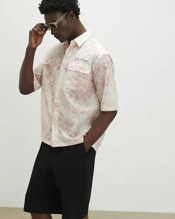 Pink Short Sleeve Floral Printed Shirt