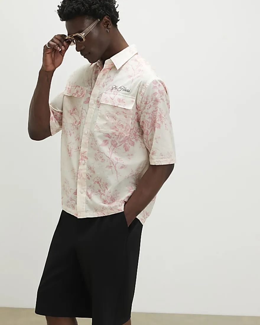 Pink Short Sleeve Floral Printed Shirt