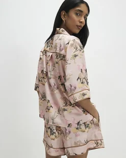 Pink Short Sleeve Horse Print Pyjama Set