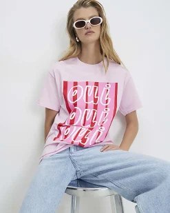 Pink Short Sleeve Oui Oui Graphic T-Shirt
