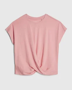 Pink Short Sleeve Twist Front T-shirt