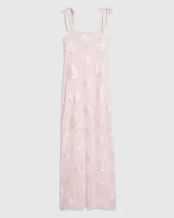 Pink Sleeveless Cornelli Shell Maxi Dress