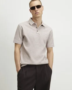 Pink Slim Fit Triangle Jacquard Polo Shirt