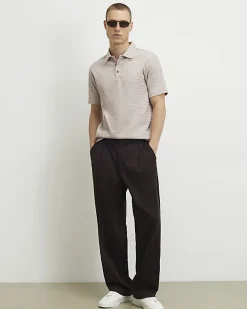 Pink Slim Fit Triangle Jacquard Polo Shirt