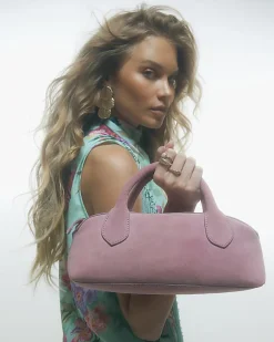 Pink Suede Premium Bowler Bag