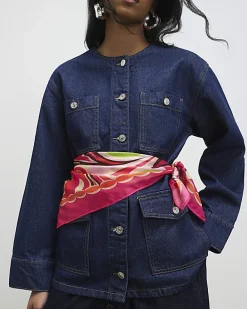 Pink Swirl Print Neck Scarf