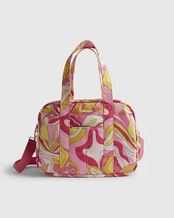 Pink Swirl Quilted Holdall Bag