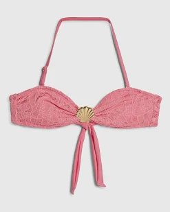 Pink Texture Shell Bandeau Bikini Top