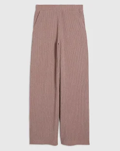 Pink Textured Wide Leg Trousers