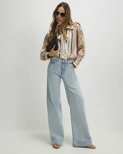 Pink Tie Neck Chain Print Shirt