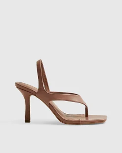 Pink Toe Thong Heeled Sandals