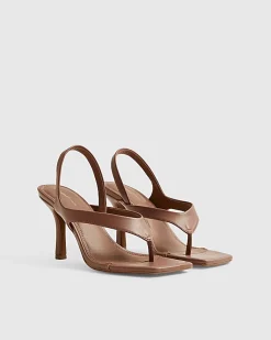 Pink Toe Thong Heeled Sandals
