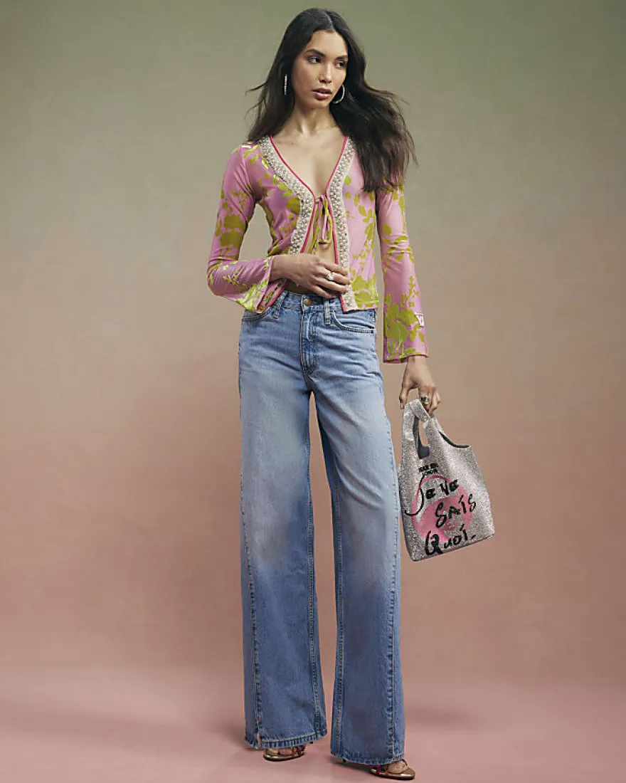 Pink Year Zero Floral Tie Front Cover Up