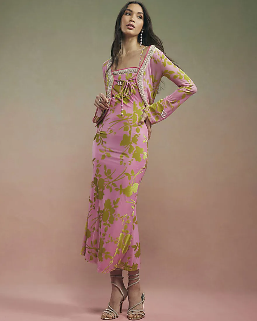 Pink Year Zero Floral Tie Front Cover Up