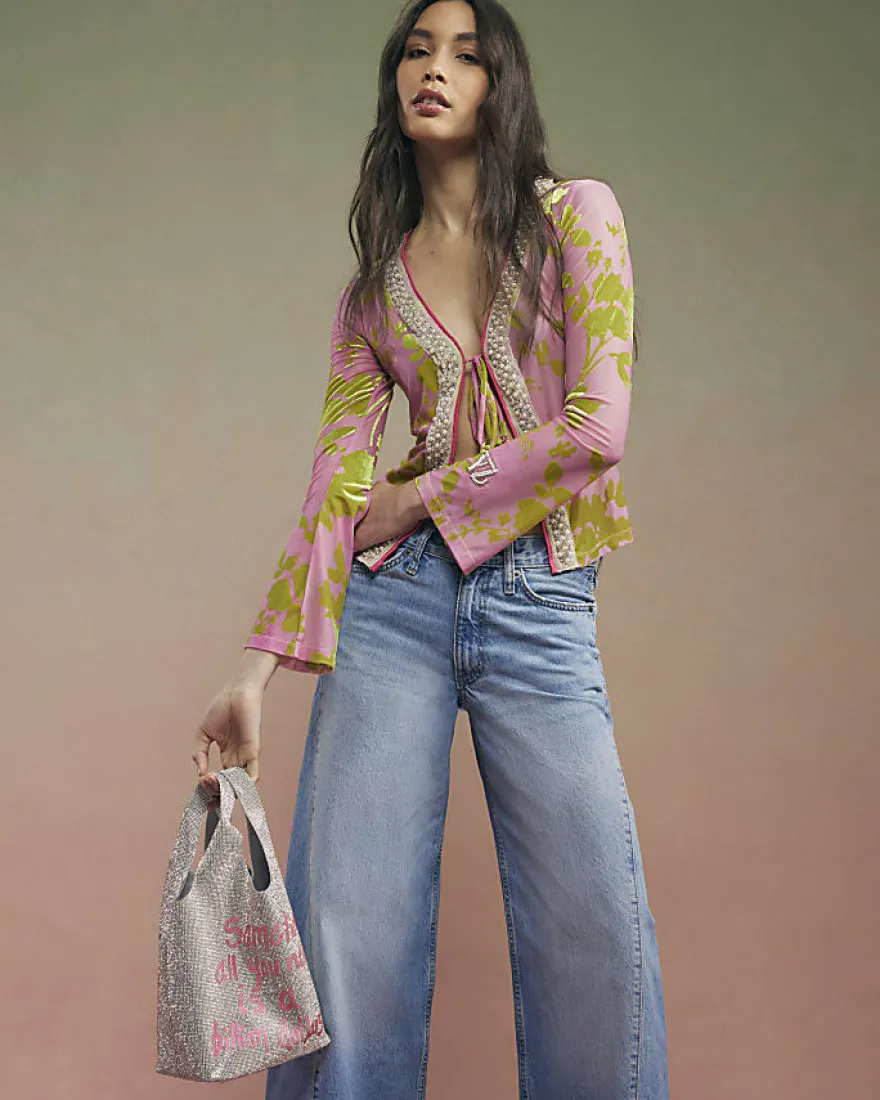 Pink Year Zero Floral Tie Front Cover Up