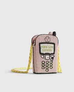 Pink Year Zero Telephone Beaded Crossbody Bag