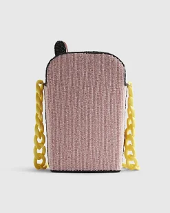 Pink Year Zero Telephone Beaded Crossbody Bag