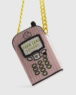 Pink Year Zero Telephone Beaded Crossbody Bag