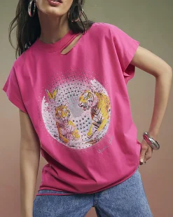Pink Year Zero Tiger Boyfriend Fit T-Shirt