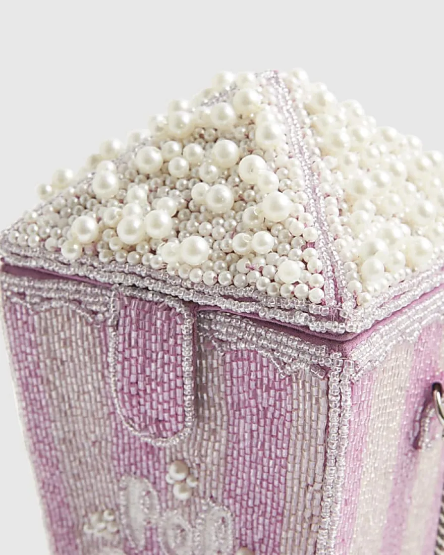 Purple Beaded Popcorn Cross body Bag