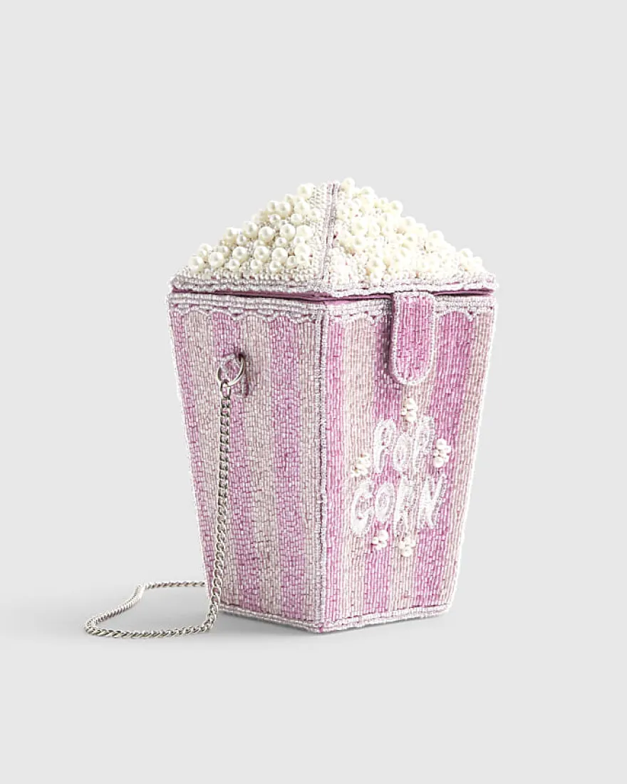 Purple Beaded Popcorn Cross body Bag