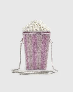 Purple Beaded Popcorn Cross body Bag