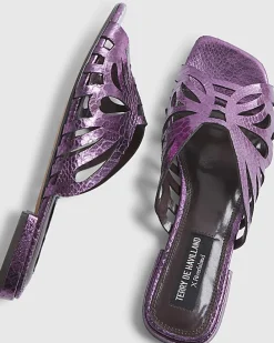 Purple Butterfly Flat Sandals
